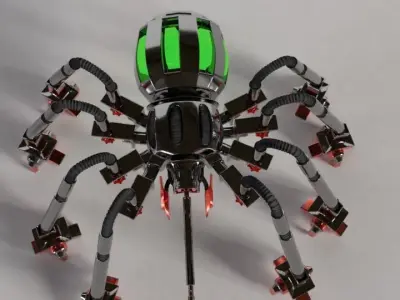 Robot Tank Spider Free low-poly 3D model