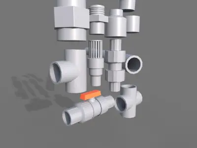 Plastic Pipes Low-poly 3D model