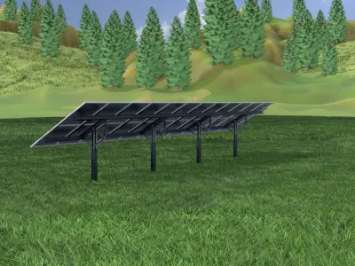 Agri-Photovoltaic Solar Panel 120 degrees 16m Low-poly 3D model