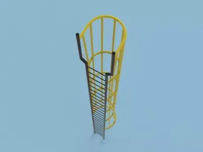 3D pipe caged walk through ladder Free 3D model
