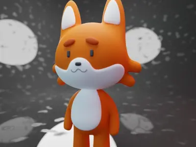Cute Fox 3D model Low-poly 3D model