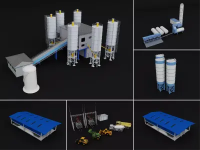 Industrial Factory Plant Props Pack 3D Model Low-poly 3D model