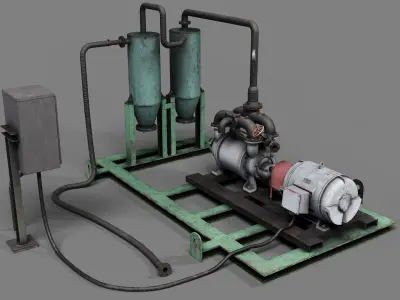 Industrial vacuum pump system Low-poly 3D model