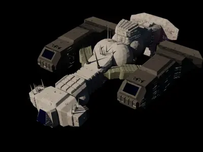 Spaceship Low-poly 3D model 3