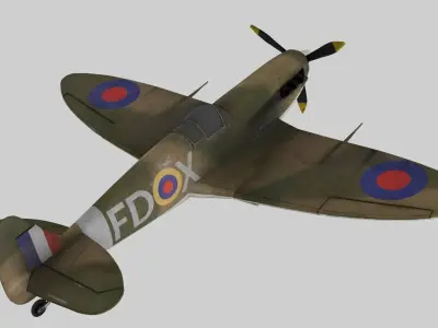 Spitfire Mk2b Low-poly 3D model