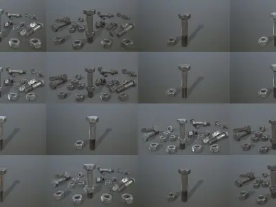 Bolts collection bolt and nut 3D Model Pack