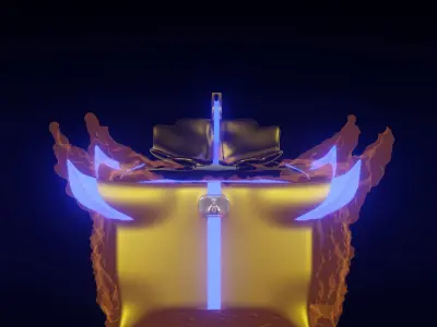 Fiery gift box for games Low-poly 3D model