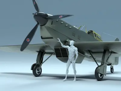 Military Aircraft WW2 Low-poly 3D model