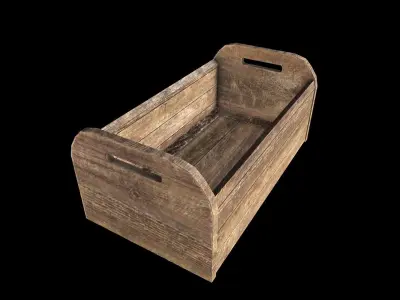 16 Wooden crates Low-poly 3D model