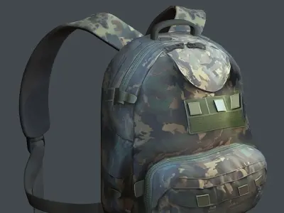 Backpack Camping Generic military human bag storqge baggage Low-poly 3D model 5