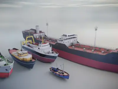 Industrial Ships Low-poly 3D model