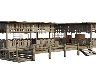 Old Wooden Storage Building 4K Textures GameReady 84 Low-poly 3D model