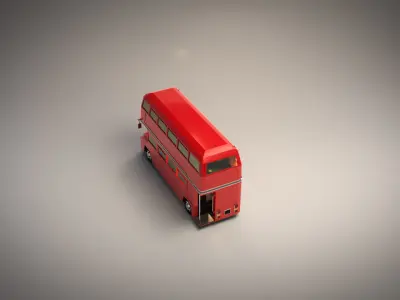 Low Poly Cartoon London Bus Low-poly 3D model