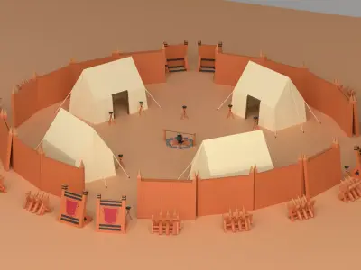 Cartoon Medieval Barracks Low-poly 3D model