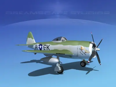 Republic P-47D Thunderbolt V09 3D model