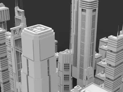 Sci-Fi building dressing kitbash PACK - 2 Low-poly 3D model