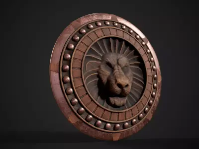 Lion Head Shield Low-poly 3D model