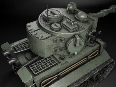 Stylized battle tank Tiger Low-poly 3D model