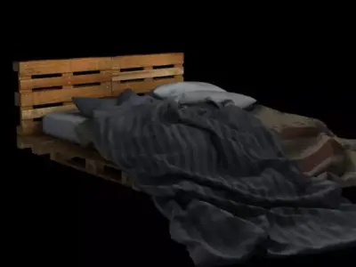 Pallet bed for bedroom interior Free 3D model