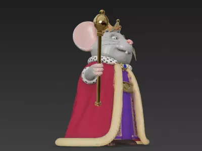 Cartoon Emperor Mouse PBR 3D Model 3D model