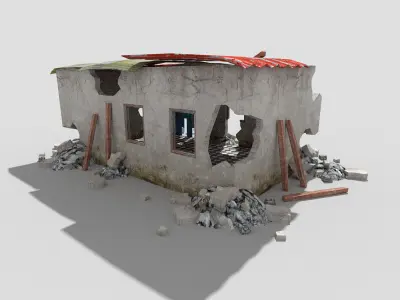 destroyed building 5 Low-poly 3D model