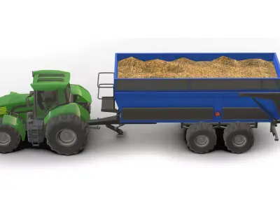  Tractor Dump Trailers  Low-poly 3D model