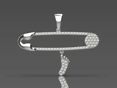 Gold STL 3D Safety pin pendant  jp0003 3D print model