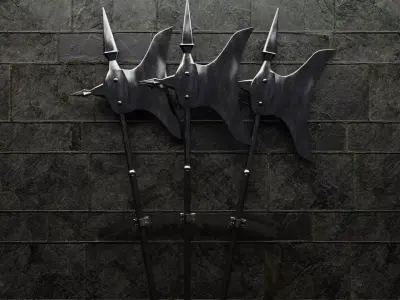 Halberd Pole Weapon Of Medieval Low-poly 3D model