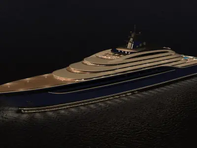 Somnio Superyacht Night Scene 3D model