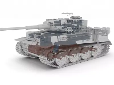 Panzer Tiger Tank Late 1944 Clay with interior 3D model