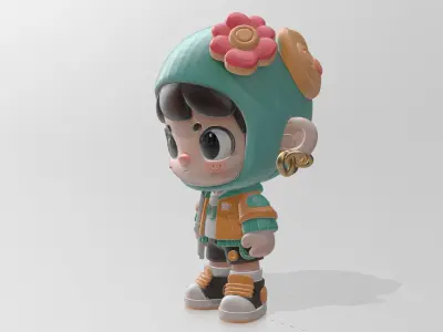Trendy Hooded Girl 3D model