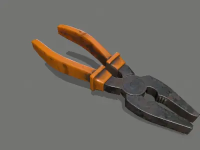 nippers orange pliers Low-poly 3D model