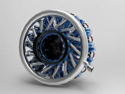 14 Cylinder Radial Engine Free 3D model