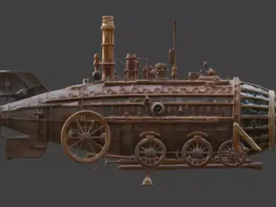Steampunk Heavy Industrial Tanker 3D Model Low-poly 3D model