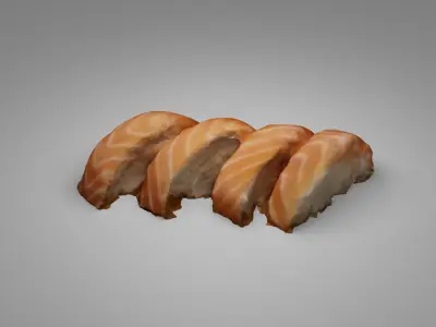 Scanned salmon sushi pieces 3D model