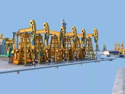 Oil Pumpjack  Nodding Donkeys Low-poly 3D model