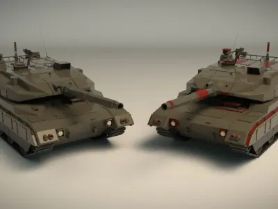 Low Poly Tank 03 Low-poly 3D model