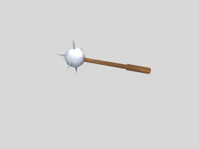 low poly mace 1 wooden scythe Low-poly 3D model