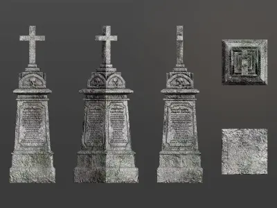 Cemetery Monuments Low-poly 3D model