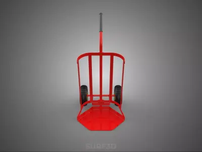 RED SINGLE HANDLE HAND TRUCK TROLLEY DOLLY CART PALLET TRANSPORT 3D model