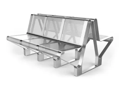 Waiting Room Seat V1 Double 3 Seats 3D model