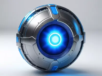 Futuristic Energy Cell with Blue Core 3D model