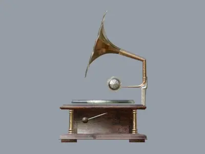 Antique Phonograph Gramophone  Low-poly 3D model