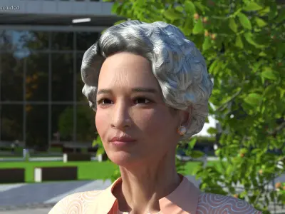 Chinese Elderly Woman Everyday Style A-Pose 3D model