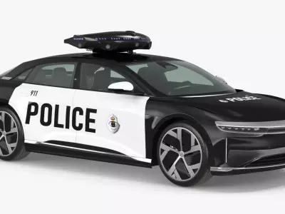 Lucid Air Electric Police Car with Drone Launch Pad 3D model