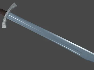 Grossmesser sword with Falchion handle Low-poly 3D model
