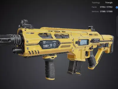Futuristic Yellow Gun 3D model