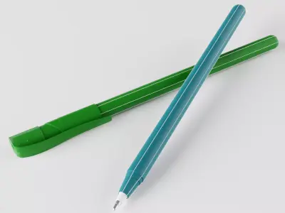 Pencil two pens Free low-poly 3D model