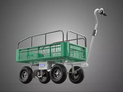 ELECTRIC PLASTIC CRATE BED RAILS FENCE CAGE TROLLEY CART TRUCK 4 3D model