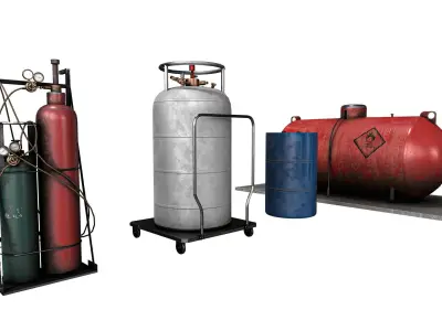 Gas Tank Pack Low-poly 3D model